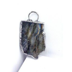 Labradorite crystal statement necklace goth handmade
